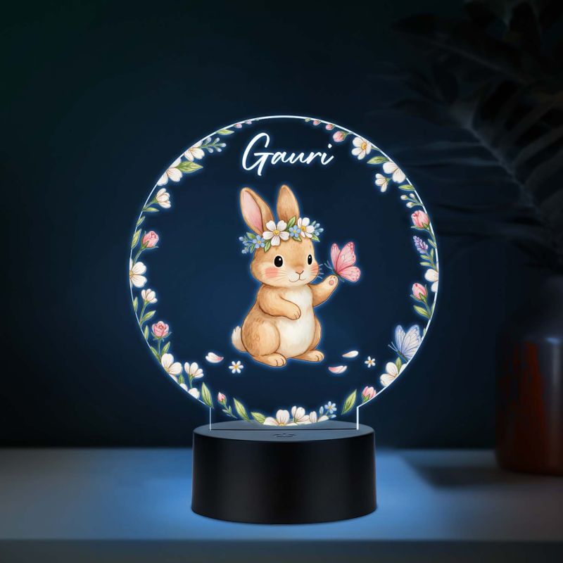 Personalized Bunny UV Print Multicolor 3D LED Night Light – Custom Name